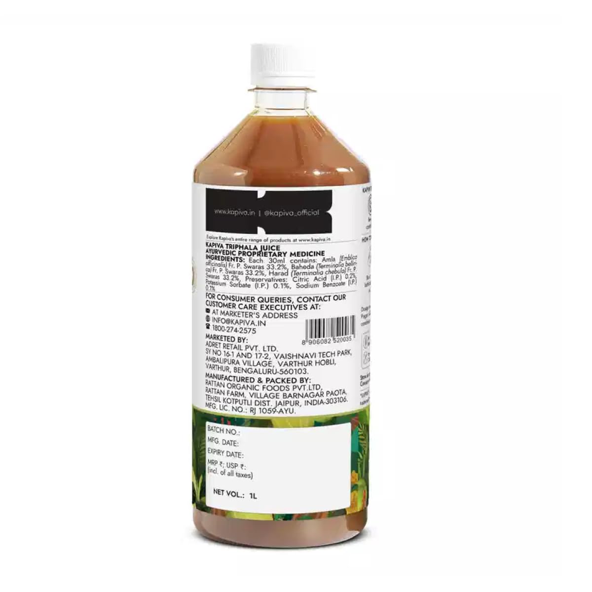 Kapiva Triphala Juice | 100% Ayurvedic | Relieves Constipation & Improves Digestion | No Added Sugar, 1L