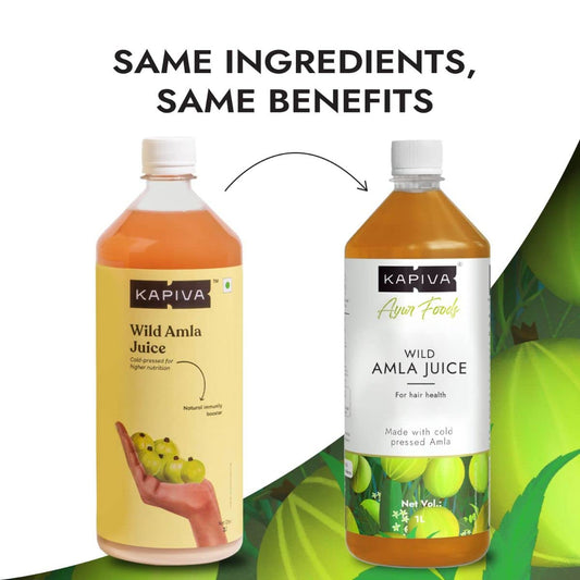 Kapiva Wild Amla Juice (1L) | Suitable for Healthy Hair & Skin | Natural Source of Vitamin C | Organic & Natural Juice Made with Cold Pressed Amla from Pratapgarh | No Added Sugar