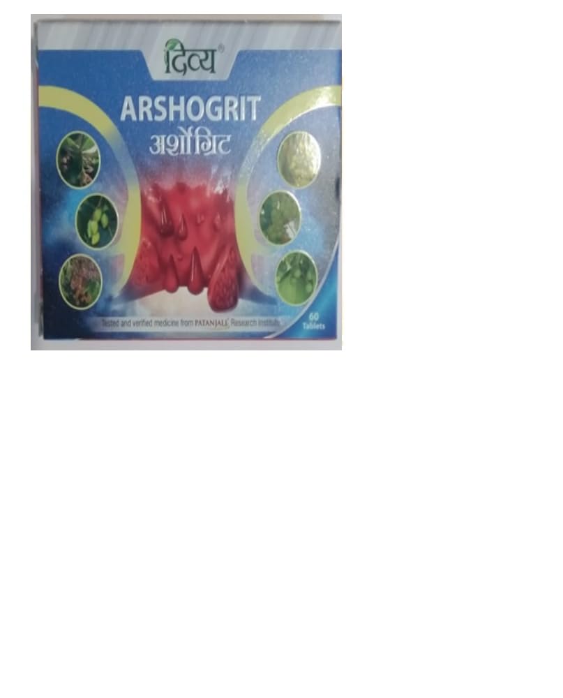 Patanjali Divya Arshogrit 60 Tablets, for Piles Relief and Better Digestion Natural Remedy for Constipation and Hemorrhoids Pack of 1, 30 Grams