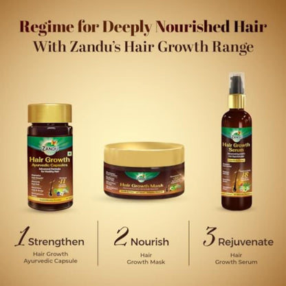 Zandu Hair Growth Ayurvedic Capsule- 60 Caps |Scientifically Proven for Hair Growth | Reduces Hair Fall | DHT Blocker | Strengthens Hair | Bhringraj, Amla & other Herbs |100% Ayurvedic |For Men & Women