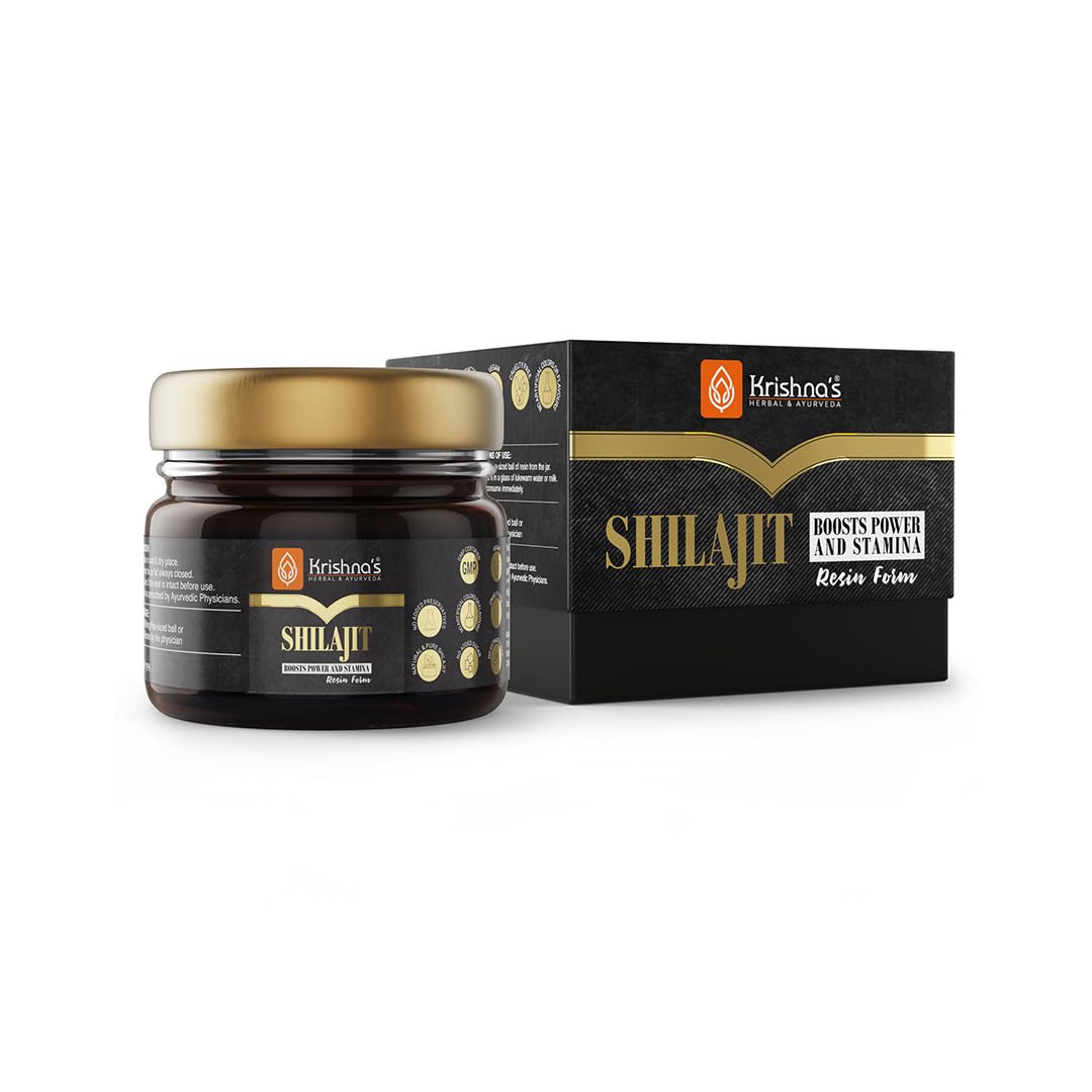 KRISHNA'S HERBAL & AYURVEDA Pure Shilajit-20G,100% Pure Himalayan Shilajit, Helps To Boost Performance, Power, Stamina, Endurance, Strength & Overall Wellbeing, Surya Tapi Process - Resin