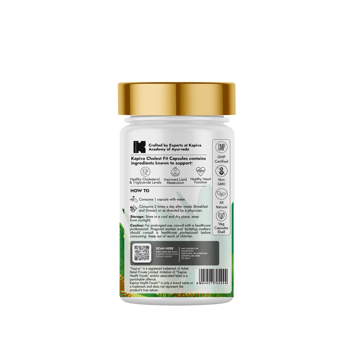 Kapiva Cholest Fit Juice | Modern Ayurvedic Cholesterol Care | 1000 ML X 1 Month Pack | 6 Herbs - Arjuna Chhaal, Garlic, Apple Cider Vinegar| Helps Reduce Cholesterol (Capsule)
