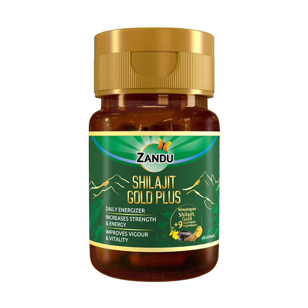 Zandu Shilajit/Shilajeet Gold Plus Capsules IBoosts Stamina, Strength & Energy in 28 Days | 60 Capsules I 100% Pure Himalayan Shilajit with 24K Gold Bhasma