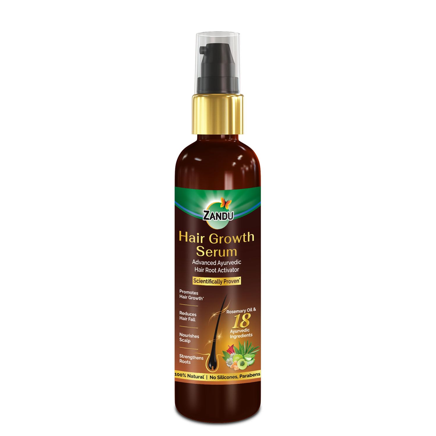Zandu Hair Growth Serum (200ml): Clinically Proven to Promote Growth & Reduce Fall in 28 days |Strengthen |Reduce Dandruff | Control Frizz | Hair Shine| Ayurvedic Root Activator | For Men & Women