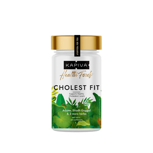 Kapiva Cholest Fit Juice | Modern Ayurvedic Cholesterol Care | 1000 ML X 1 Month Pack | 6 Herbs - Arjuna Chhaal, Garlic, Apple Cider Vinegar| Helps Reduce Cholesterol (Capsule)