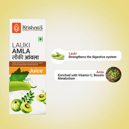 Krishna's Lauki Amla Juice - 500 ml | Fresh Lauki and Cold Pressed Amla Juice | Strengthens Digestive System| Helpful in sugar levels