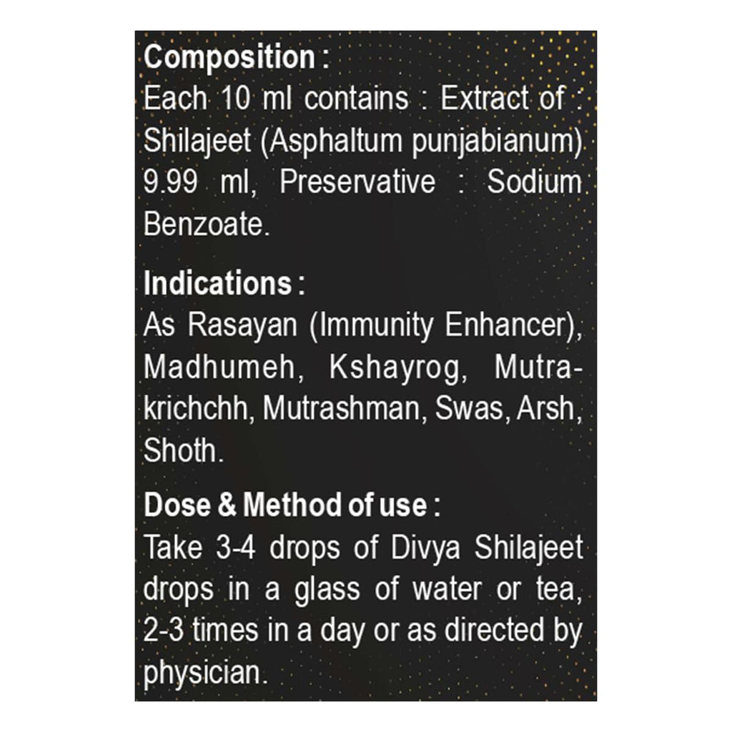 PATANJALI Divya Shilajeet Drops, Original and Pure Shilajit, Help Boost Immunity and Stamina - 30 Ml