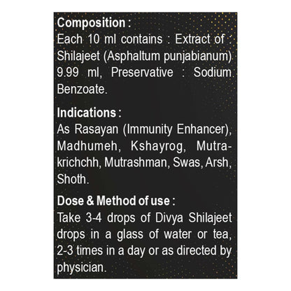 PATANJALI Divya Shilajeet Drops, Original and Pure Shilajit, Help Boost Immunity and Stamina - 30 Ml