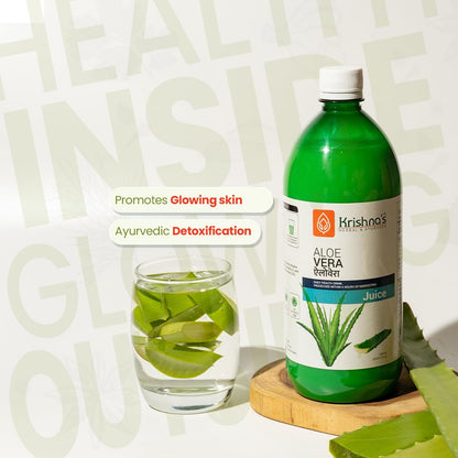 Krishna's Pulpy Aloe Vera Juice - 1000 ml | From Deserts of Rajasthan | Sugar free |Daily Natural Drink | Rejuvenates Skin and Hair
