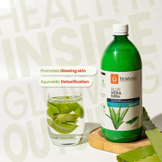 Krishna's Pulpy Aloe Vera Juice - 1000 ml | From Deserts of Rajasthan | Sugar free |Daily Natural Drink | Rejuvenates Skin and Hair