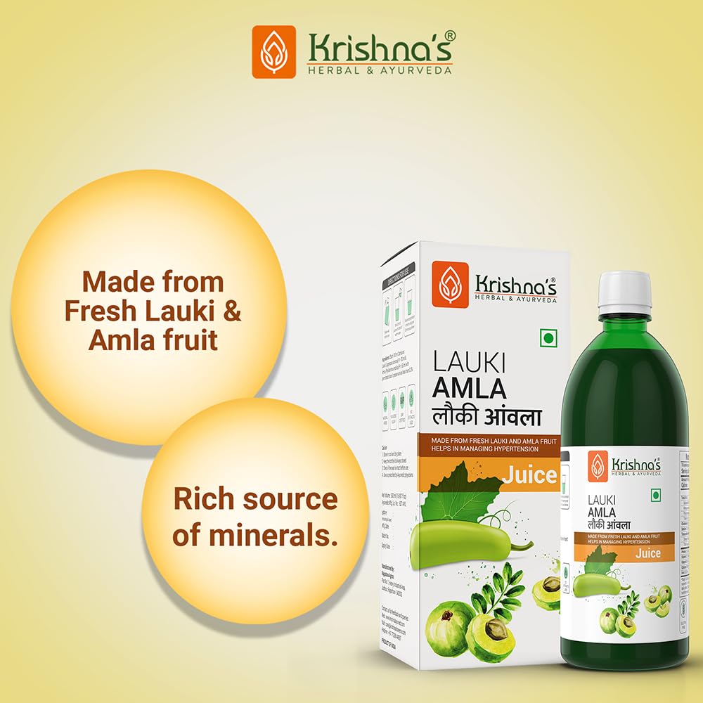 Krishna's Lauki Amla Juice - 500 ml | Fresh Lauki and Cold Pressed Amla Juice | Strengthens Digestive System| Helpful in sugar levels
