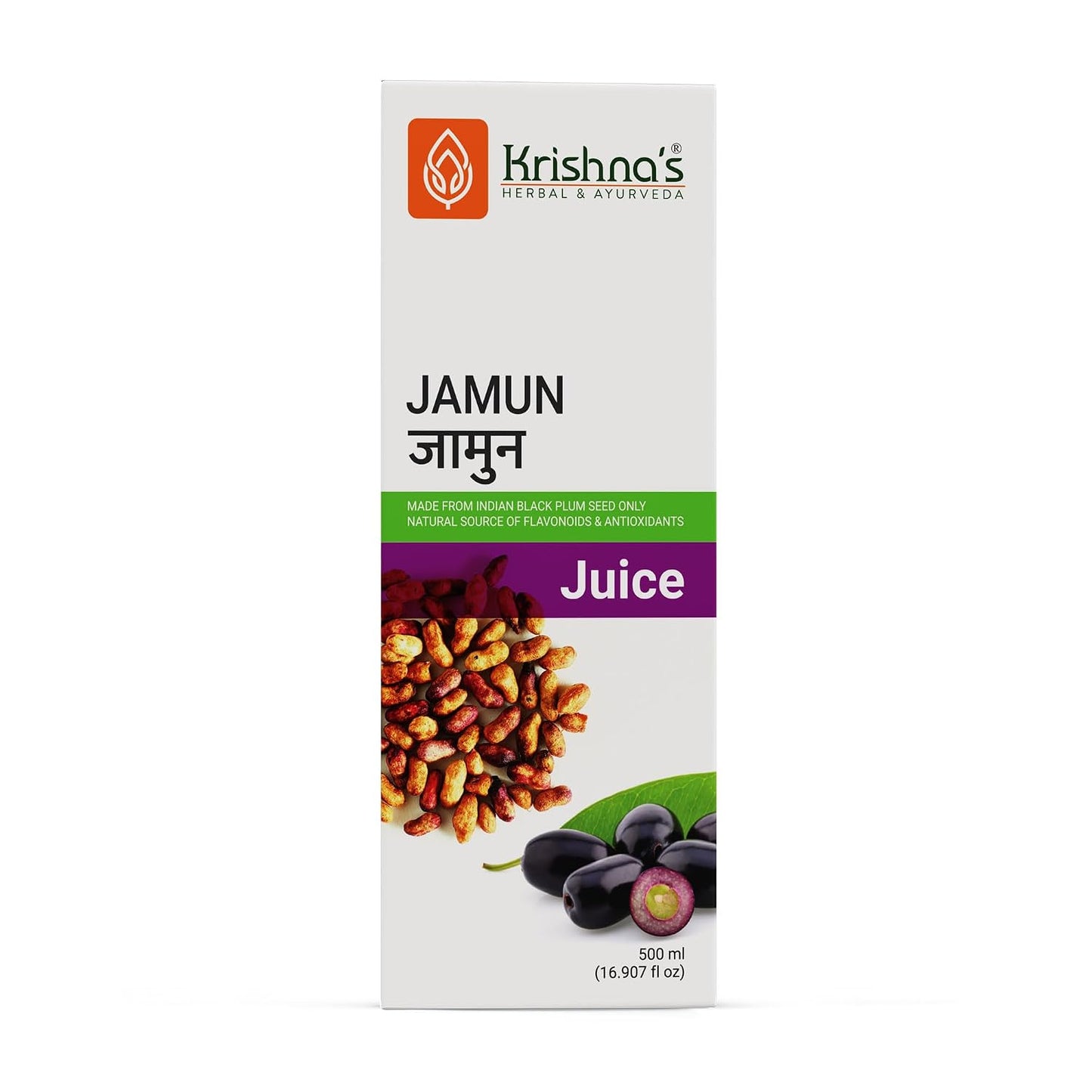 KRISHNA'S HERBAL & AYURVEDA Jamun Juice-500 Ml|(Pack Of 1)|Ayurvedic Way To Manage Blood Sugar|Good For Metabolic&Digestive Health