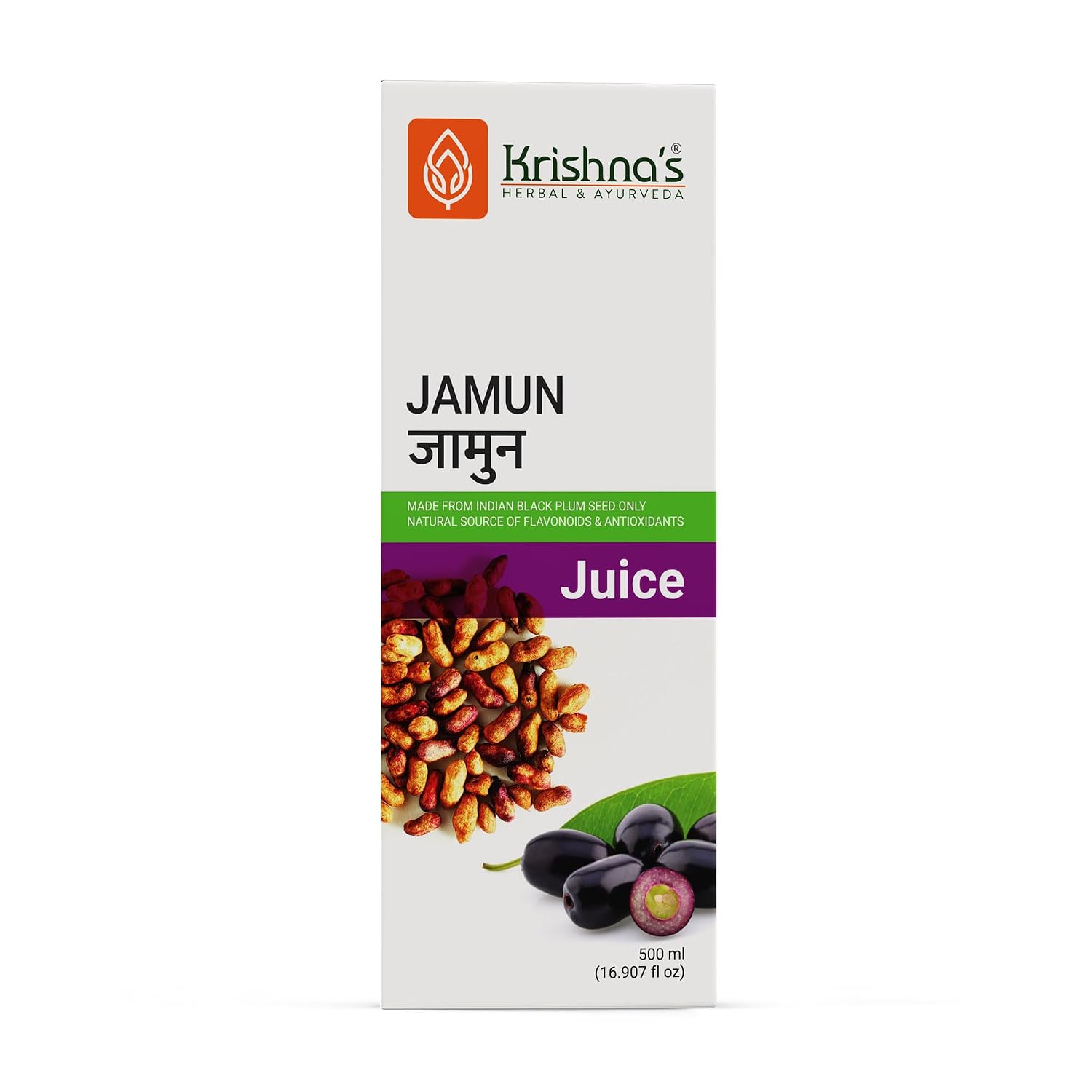 KRISHNA'S HERBAL & AYURVEDA Jamun Juice-500 Ml|(Pack Of 1)|Ayurvedic Way To Manage Blood Sugar|Good For Metabolic&Digestive Health
