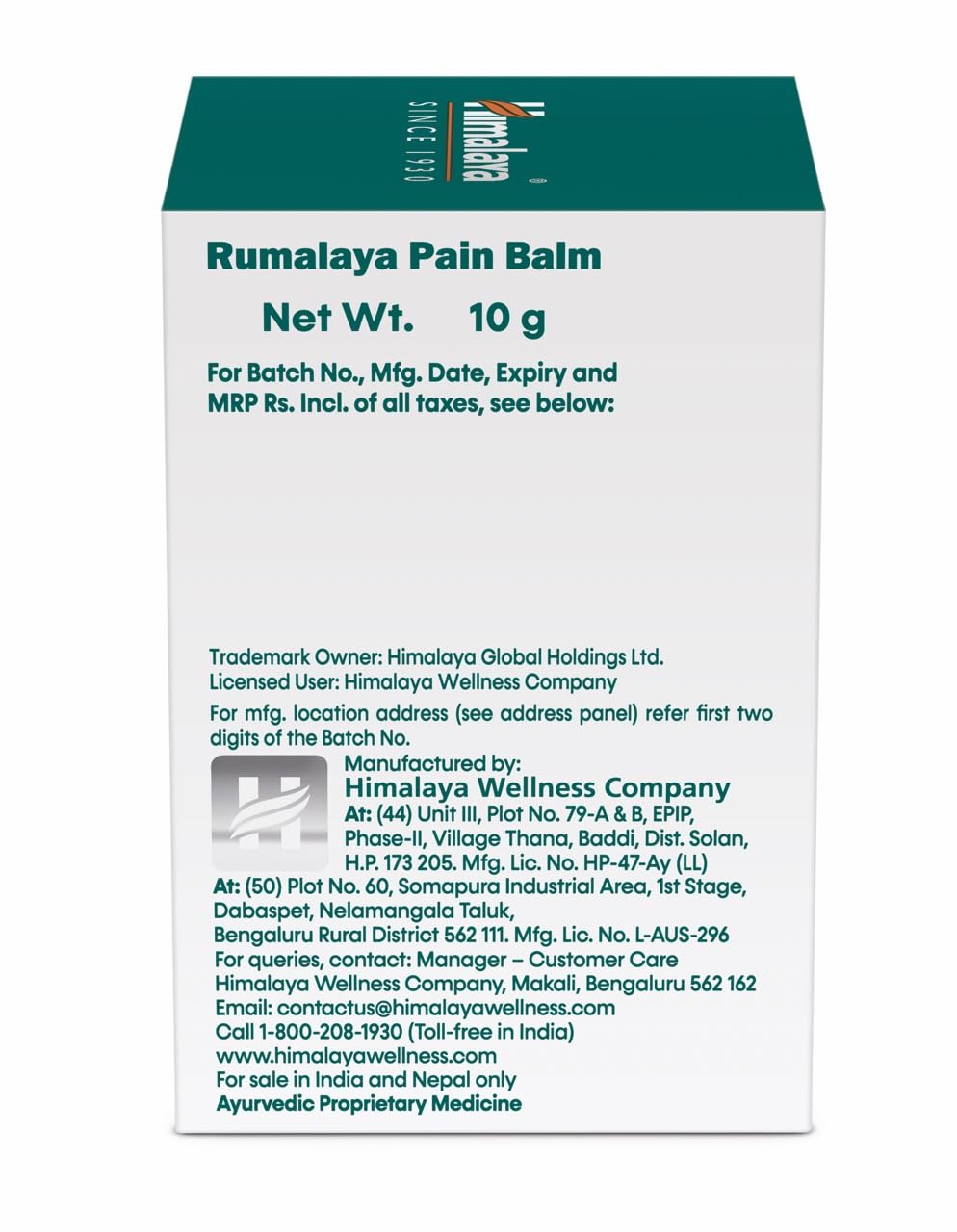 Himalaya Rumalaya Pain Balm 10 g | Fast Relief From Headache And Neck Pain Ayurvedic