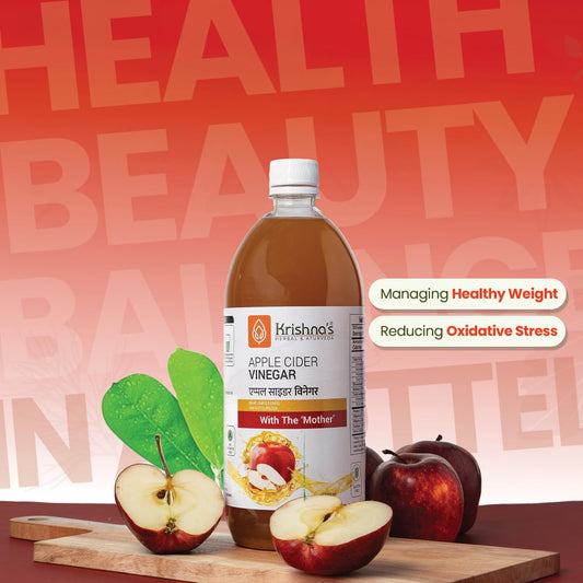 Krishna's Apple Cider Vinegar With Raw Unfiltered ACV With Mother, Unpasteurized for Active Lifestyle - 1000 ml (Pack of 1)