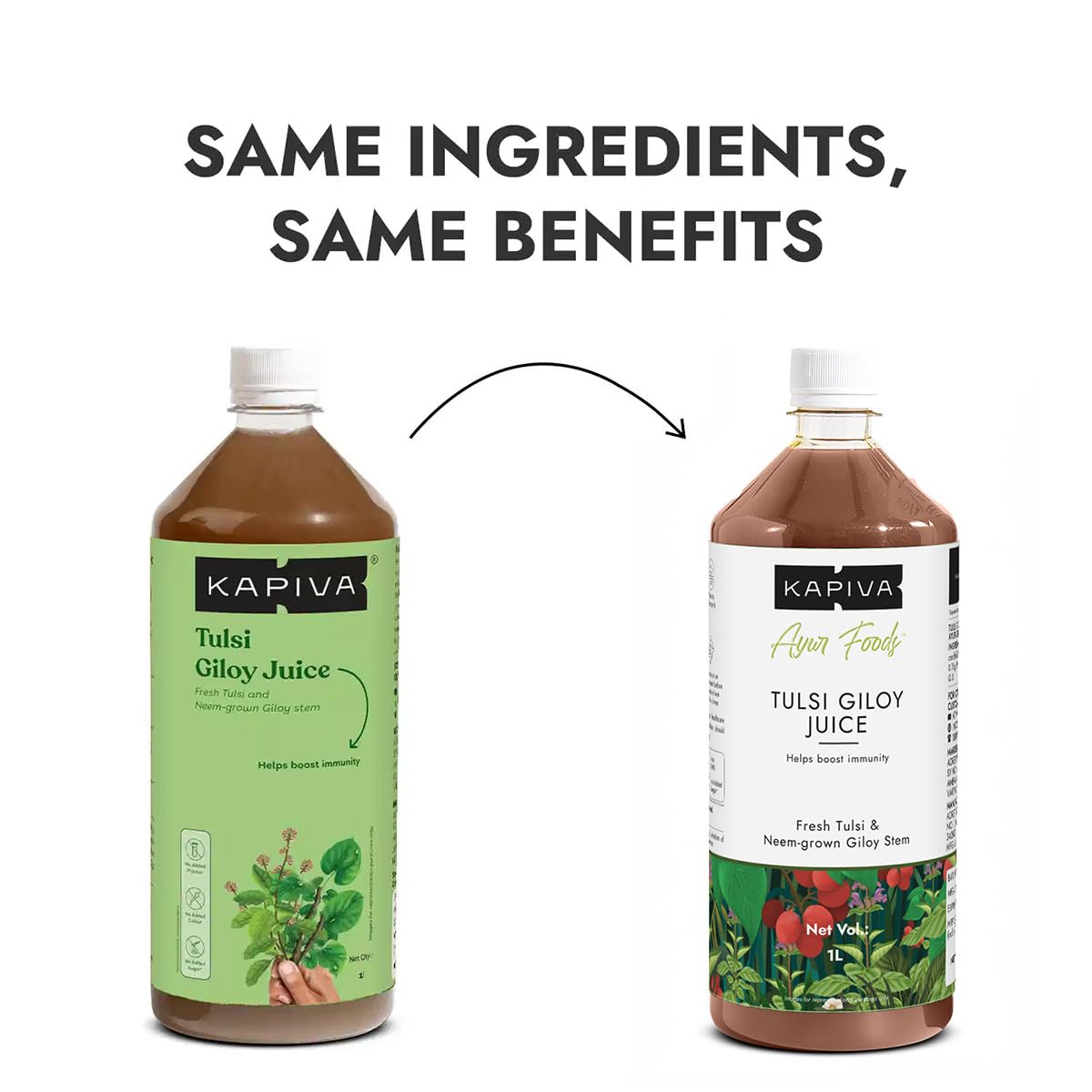Kapiva Wild Tulsi Giloy Juice 1L | Ayurvedic Juice from Fresh Tulsi & Giloy Plant | Immune & Daily Wellness Support