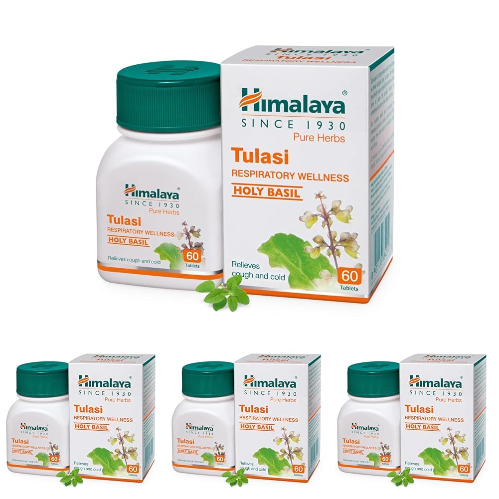 Himalaya Wellness Pure Herbs Tulasi Respiratory Wellness | Holy Basil |Relieves cough and cold| -Pack of 60 Tablets
