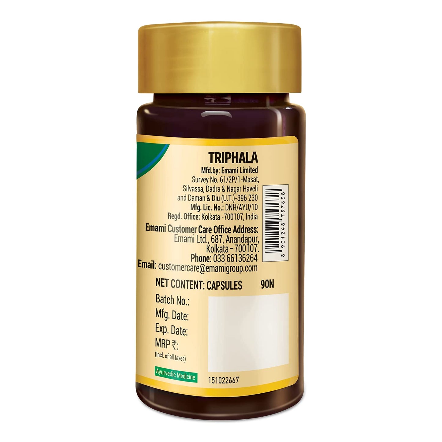 Zandu Triphala Capsules, Supports Bowel Wellness & Healthy Gut, Helps to Boost Immunity & Useful for Digestion, Antioxidant Properties - 90 Veg Capsules