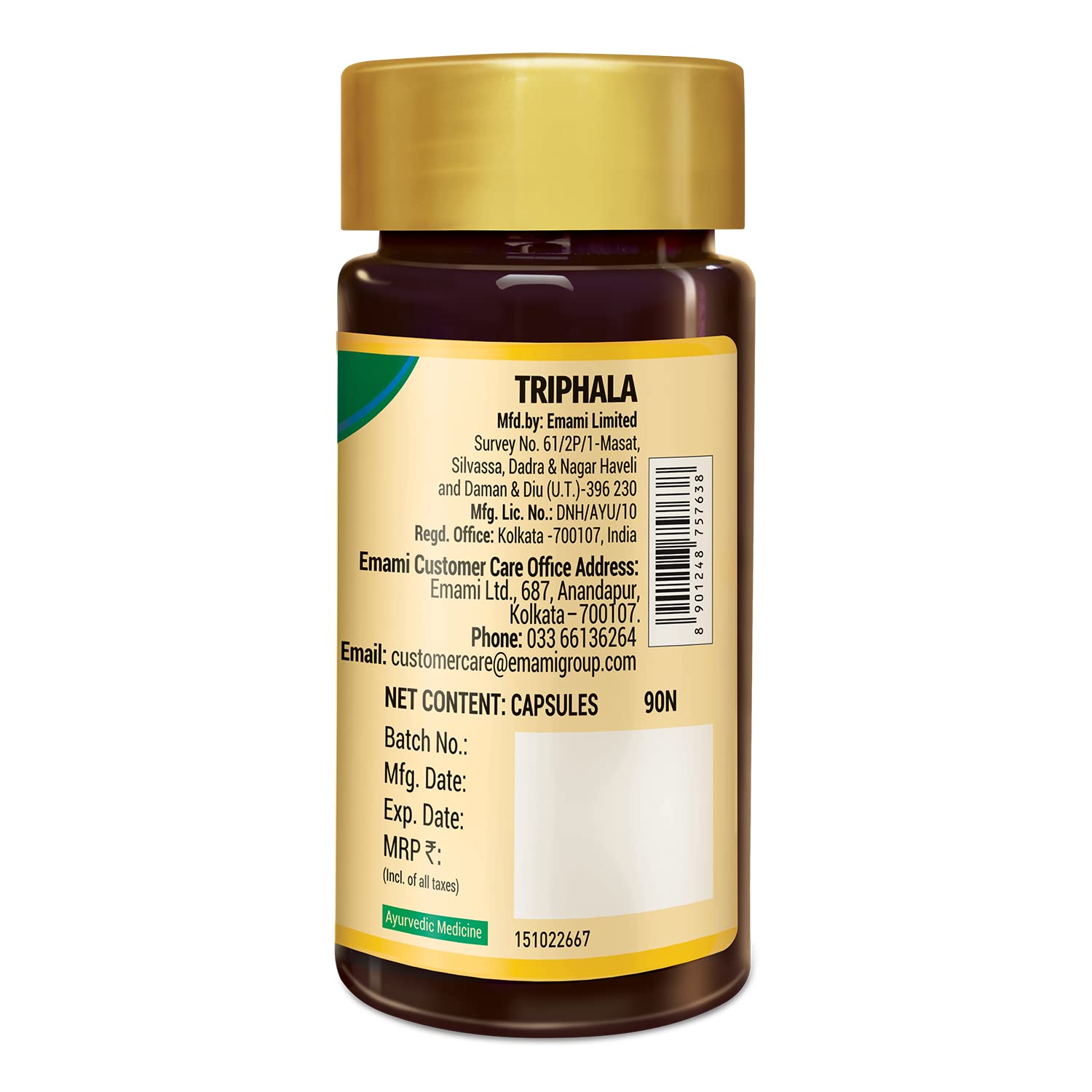 Zandu Triphala Capsules, Supports Bowel Wellness & Healthy Gut, Helps to Boost Immunity & Useful for Digestion, Antioxidant Properties - 90 Veg Capsules