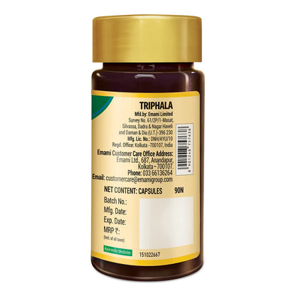 Zandu Triphala Capsules, Supports Bowel Wellness & Healthy Gut, Helps to Boost Immunity & Useful for Digestion, Antioxidant Properties - 90 Veg Capsules