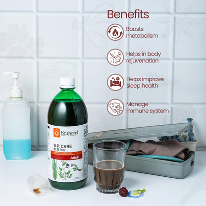 Krishna’s BP Care Juice - 500 ml | Ayurvedic way to manage Blood pressure & Cholesterol Level with Sarpgandha, Shankhpishi & 4 natural herbs