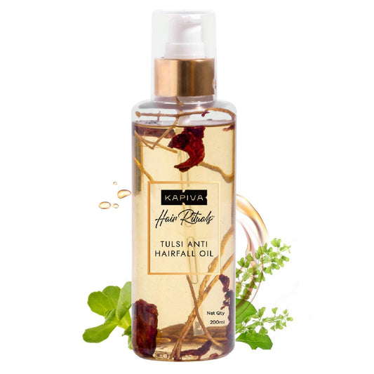 Kapiva Tulsi Anti-Hair Fall Oil for Unisex Adult (200 ml) Visible Results in 2 Months 100% Ayurvedic With Tulsi-Based Actives