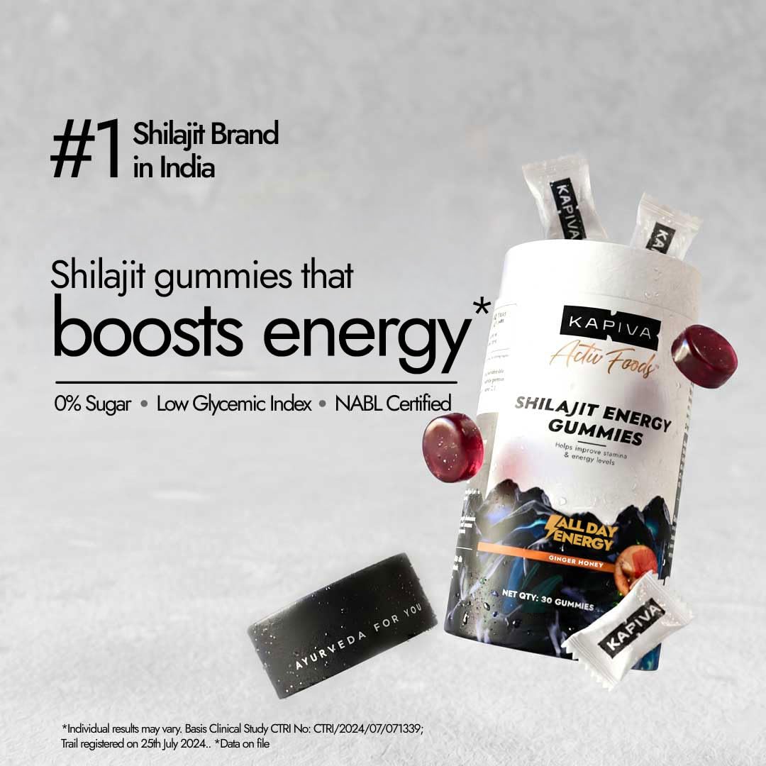Kapiva Himalayan Shilajit Gummies | 225mg Shilajit/Gummy | Ginger Honey Flavour | NABL-Certified Gummy | Boosts Energy Levels, Endurance & Stamina | No Added Sugar | Gelatin Free | 30 Gummies
