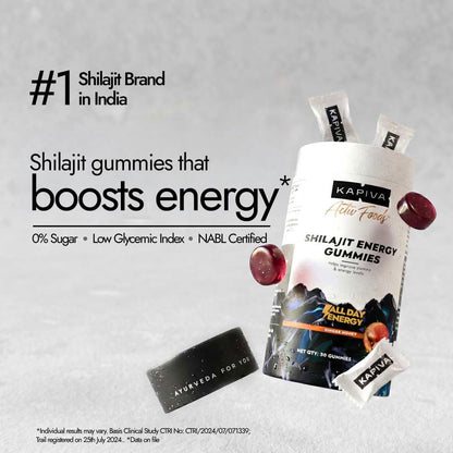 Kapiva Himalayan Shilajit Gummies | 225mg Shilajit/Gummy | Ginger Honey Flavour | NABL-Certified Gummy | Boosts Energy Levels, Endurance & Stamina | No Added Sugar | Gelatin Free | 30 Gummies