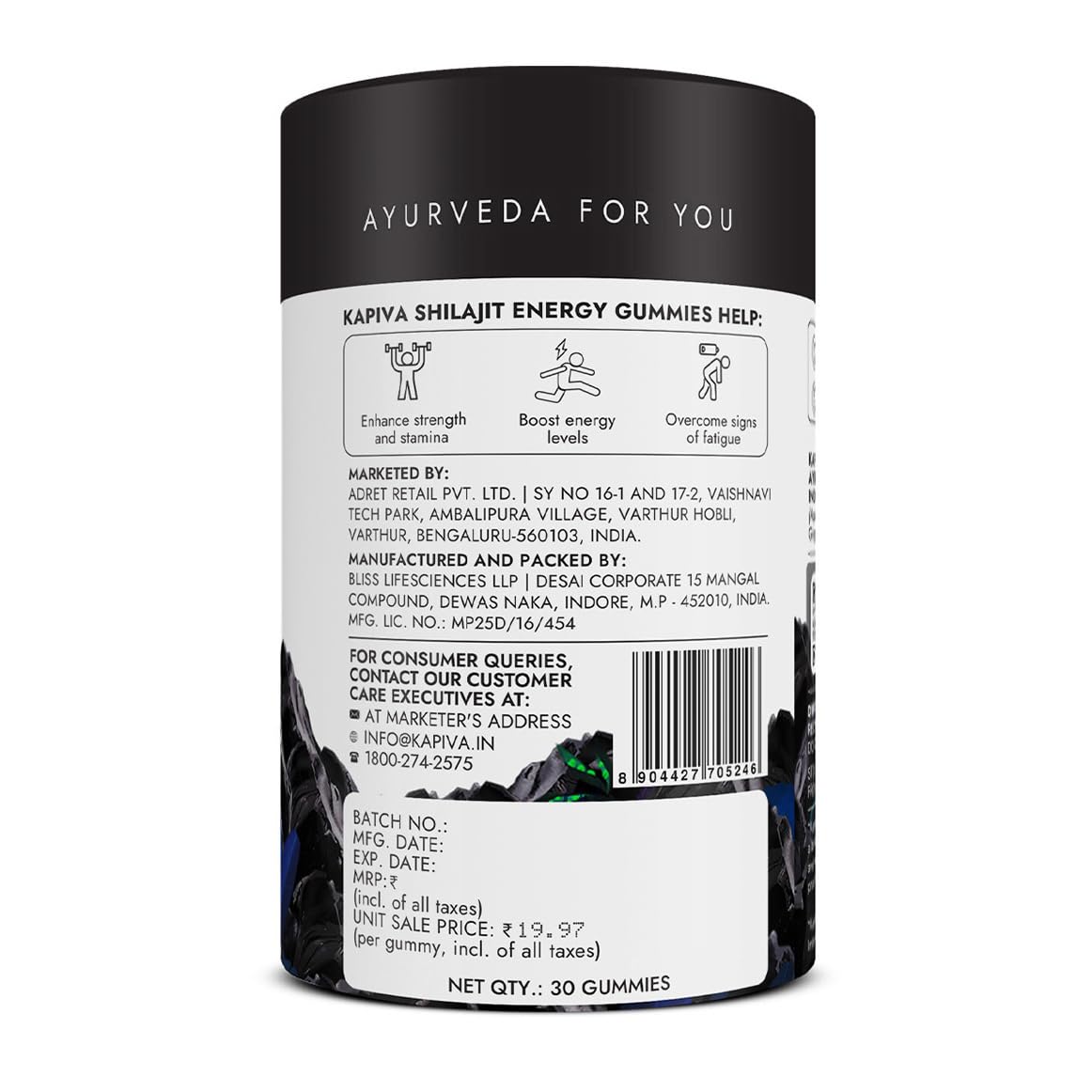 Kapiva Himalayan Shilajit Gummies | 225mg Shilajit/Gummy | Ginger Honey Flavour | NABL-Certified Gummy | Boosts Energy Levels, Endurance & Stamina | No Added Sugar | Gelatin Free | 30 Gummies
