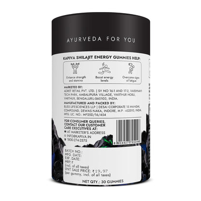 Kapiva Himalayan Shilajit Gummies | 225mg Shilajit/Gummy | Ginger Honey Flavour | NABL-Certified Gummy | Boosts Energy Levels, Endurance & Stamina | No Added Sugar | Gelatin Free | 30 Gummies