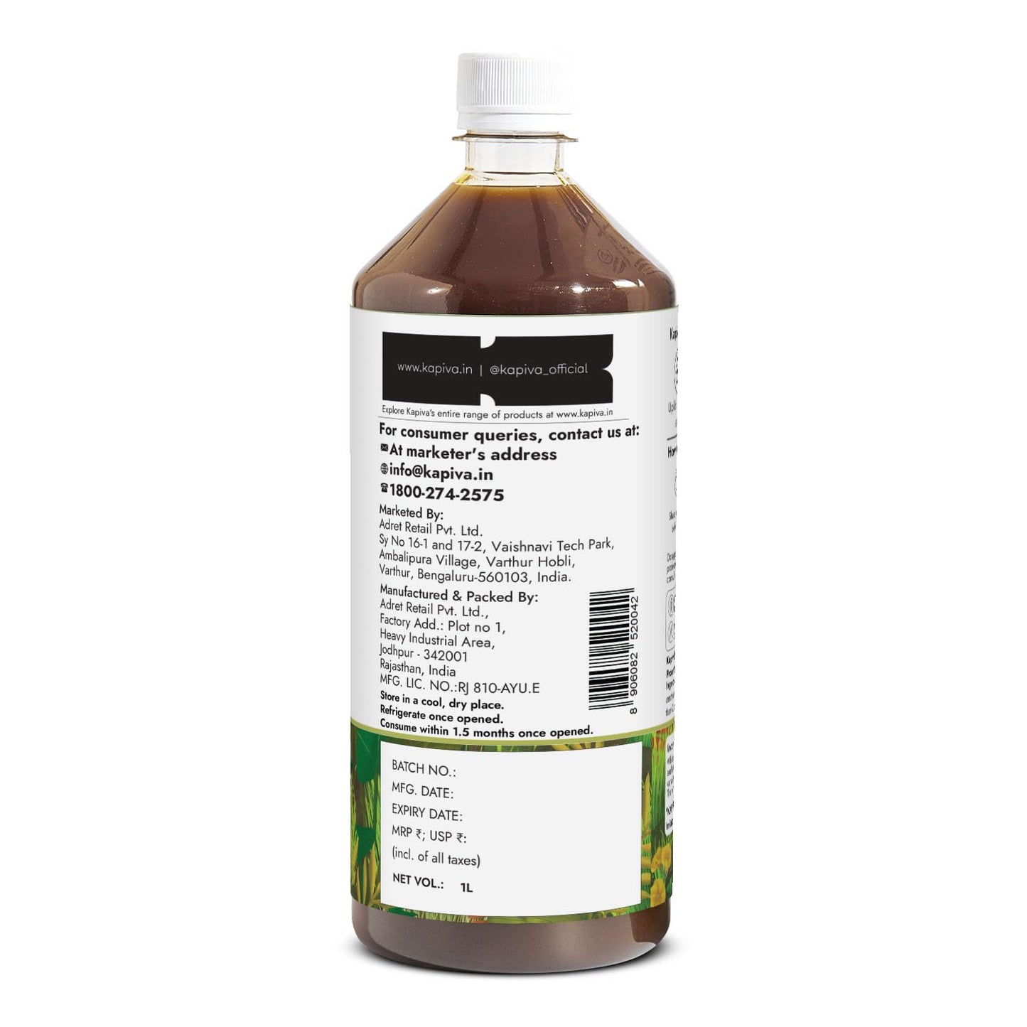 Kapiva Wheatgrass Juice 1L - Help's to Detoxify the Liver, Cleanse the Digestive System, Boost Metabolism & Purify Blood