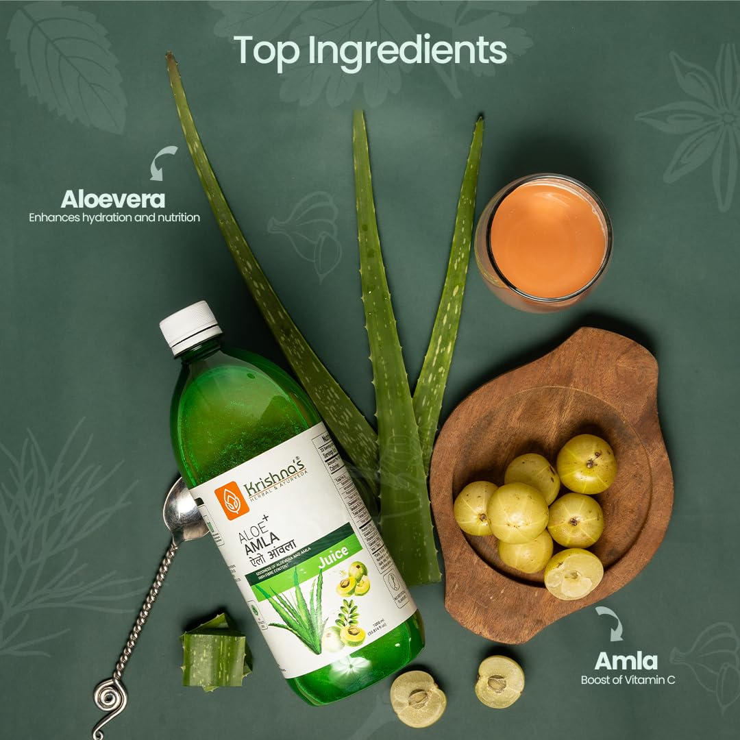 Krishna's Aloe Vera Amla Mix Juice - 1000 ml | A Perfect Mix for Healthy Skin