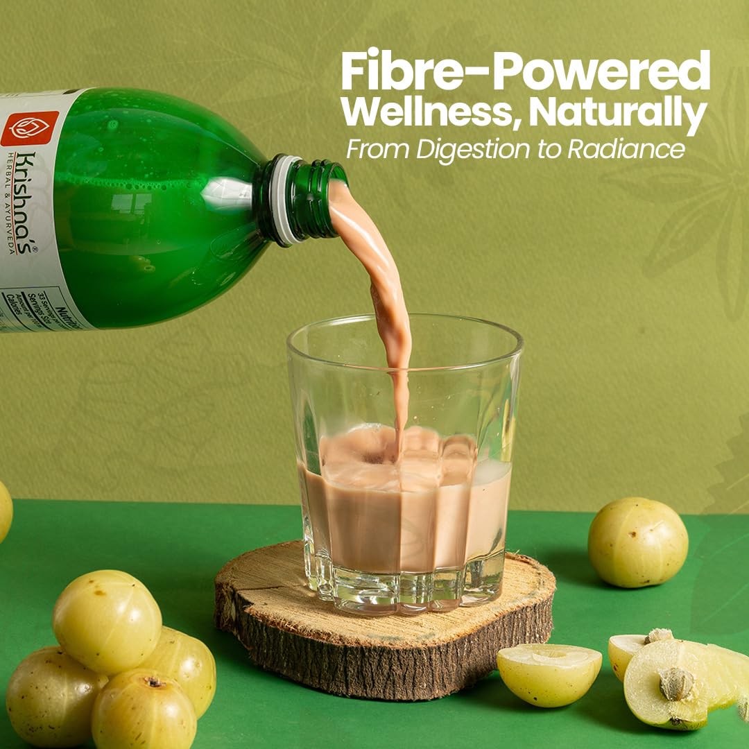 Krishna's Herbal & Ayurveda Premium Amla High Fibre Juice | Natural Immunity Booster | Rich in Vitamin C - 1 l (Pack of 1)