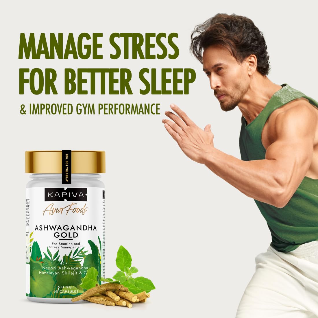 Kapiva Ashwagandha Gold 60 Caps |183rd day Nagori Ashwagandha | 5% Withanolide | Helps in Stress & Sleep Management | Improves Gym Performance | For Men & Women |100% Ayurvedic