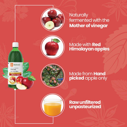Krishna's Apple Cider Vinegar With Raw Unfiltered ACV With Mother, Unpasteurized for Active Lifestyle - 1000 ml (Pack of 1)