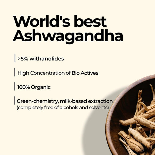 Zandu Ashwagandha KSM-66 (600 mg high dose formula) Tablets | Clinically Proven for 72% Decrease in stress and anxiety levels I Boosts Energy & Strength | 60 tablets I 100% Pure Root Extract