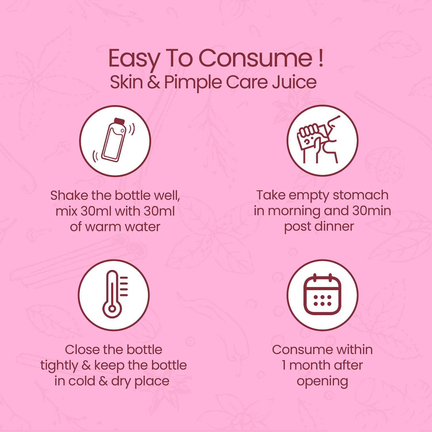KRISHNA'S HERBAL & AYURVEDA Skin & Pimple Care Juice - 1000 Ml | Ayurvedic Skin Care Expert With Manjisth, Rose, Sankhpushpi & 13 Other Herbs | Helps In Reducing Acne, Pimples & Dark Spot