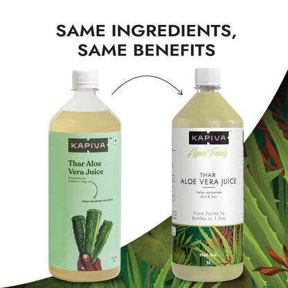 Kapiva Thar Aloe Vera Juice (With Pulp) | Rejuvenates Skin And Hair | Natural Juice Made Within 4 Hours Of Harvesting | No Added Sugar, 1L