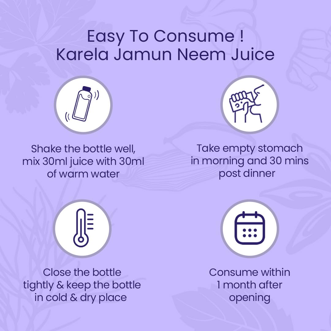 KRISHNA'S HERBAL & AYURVEDA Krishna'S Karela Jamun Neem Juice-1000 Ml Blend Of Fresh Karela, Neem Juice & Jamun Seeds Ayurvedic Solution For Balancing Sugar Levels, Pack Of 1