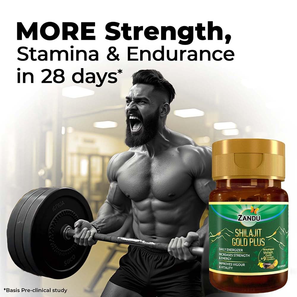 Zandu Shilajit/Shilajeet Gold Plus Capsules IBoosts Stamina, Strength & Energy in 28 Days | 20 Capsules I 100% Pure Himalayan Shilajit