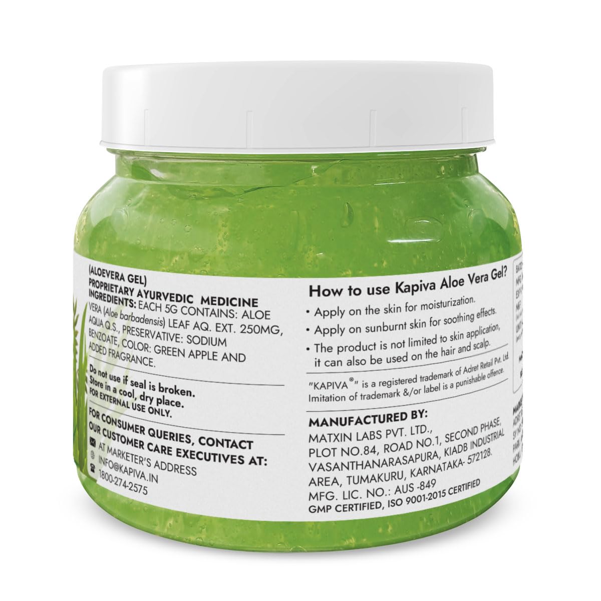Kapiva Pure Aloe Vera Skin Gel 500g For Face & Hair | Hydrating, Moisturizing, Soothing Skin | Multipurpose Gel