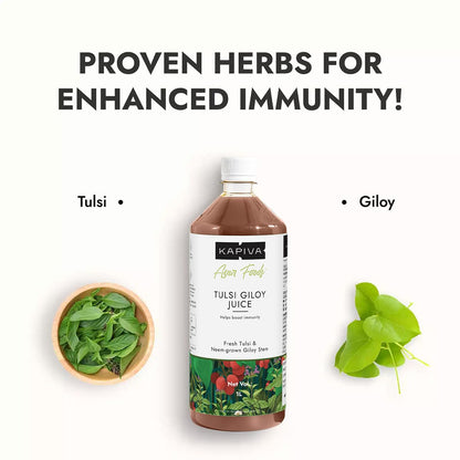 Kapiva Wild Tulsi Giloy Juice 1L | Ayurvedic Juice from Fresh Tulsi & Giloy Plant | Immune & Daily Wellness Support