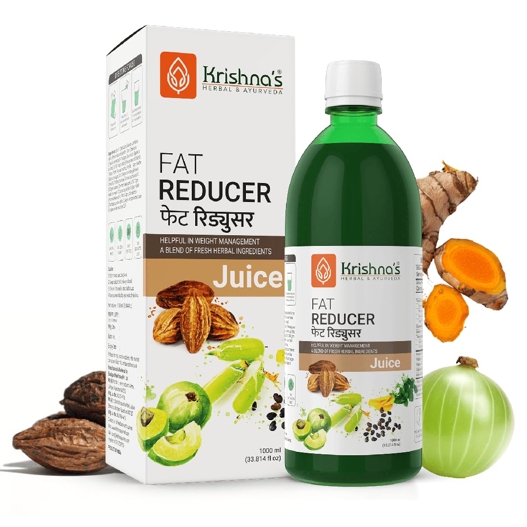 KRISHNA'S HERBAL & AYURVEDA Fat Reducer Juice - 1000 ml | (Pack of 1) | 12 Powerful herbs for Weight Management | Amla, Harad, Daru Haridra, Sunn Hemp | Aids Metabolism and Digestion