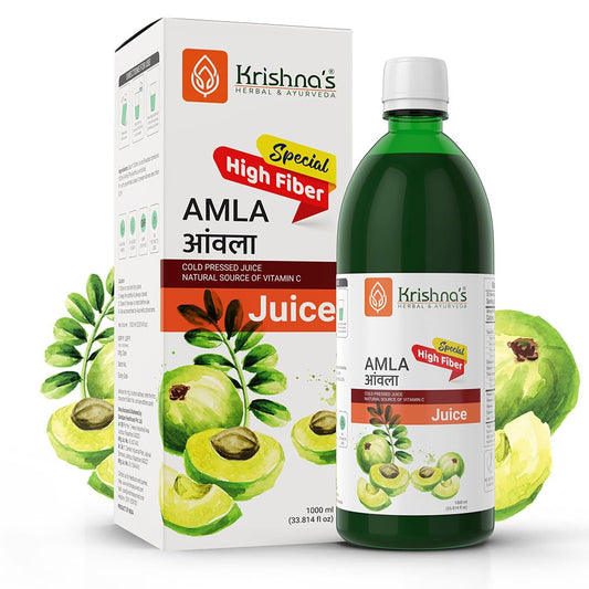 Krishna's Herbal & Ayurveda Premium Amla High Fibre Juice | Natural Immunity Booster | Rich in Vitamin C - 1 l (Pack of 1)