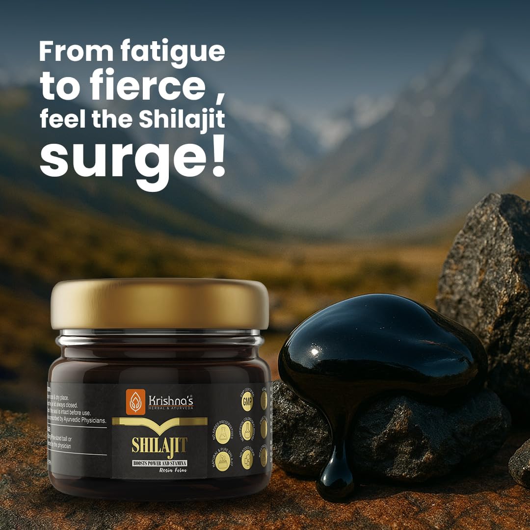 KRISHNA'S HERBAL & AYURVEDA Pure Shilajit-20G,100% Pure Himalayan Shilajit, Helps To Boost Performance, Power, Stamina, Endurance, Strength & Overall Wellbeing, Surya Tapi Process - Resin