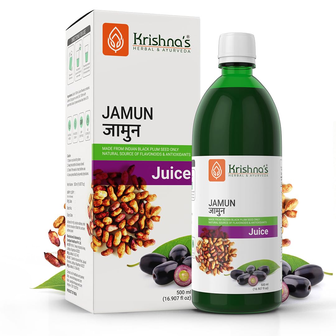 KRISHNA'S HERBAL & AYURVEDA Jamun Juice-500 Ml|(Pack Of 1)|Ayurvedic Way To Manage Blood Sugar|Good For Metabolic&Digestive Health