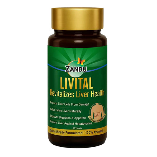 Zandu Livital Liver Detox Tablets – Clinically Proven for Liver Detox & Health Support in 2 Months | 90 Tabs | 100% Ayurvedic Formula with Bhringaraj & Guduchi | Ayurvedic Alternative to Milk Thistle