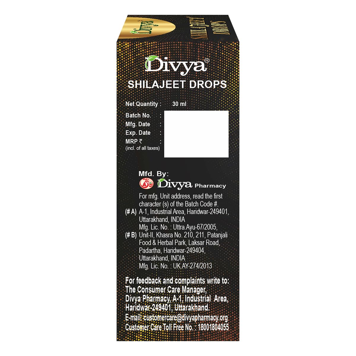 PATANJALI Divya Shilajeet Drops, Original and Pure Shilajit, Help Boost Immunity and Stamina - 30 Ml