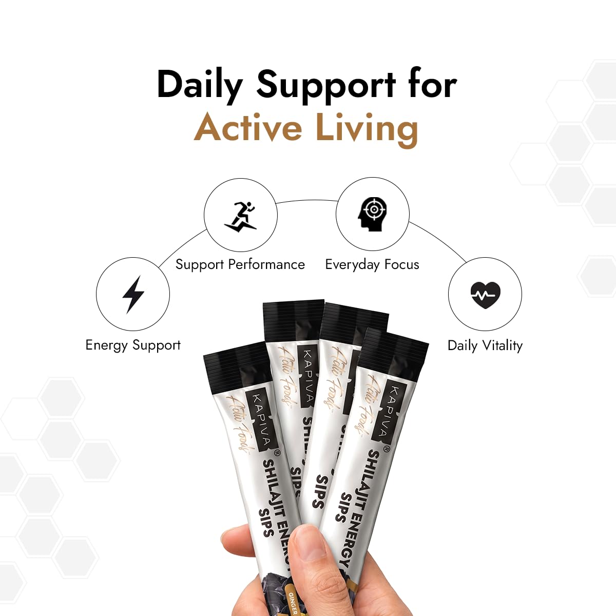 Kapiva Shilajit Energy Sips | With 100% Pure Shilajit/Shilajeet | 250mg Shilajit/Stick | Boosts Energy & Stamina | 30 Sachets | Ginger Honey Flavour (30 N)