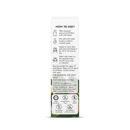 Kapiva Multani Mitti with Kesar for Face | Natural Fuller’s Earth | Face Pack for Glowing Skin| Enhanced with Saffron